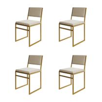 Kit 4 Cadeiras Isa Industrial Veludo Base Dourado para Mesa Sala Cozinha Conforto - Dourado/bege Kit 4 Cadeiras Isa Industrial Veludo Base Dourado para Mesa Sala Cozinha Conforto - Dourado/bege
