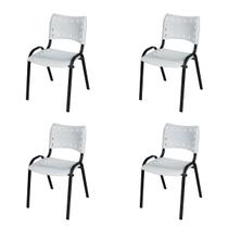 Kit 4 Cadeiras Iso Fixa Tubular Igreja Escritório Sorveteria Empilhável Em Polipropileno