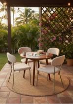Kit 4 cadeiras jantar aço carbono tecido bouclê lançamento