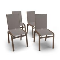 Kit 4 Cadeiras Jantar Área Gourmet Alumínio Marrom