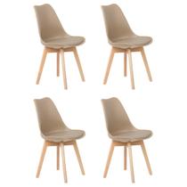 Kit 4 Cadeiras Jantar Eames Wood Leda Design Estofada Fendi