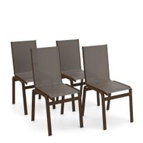 Kit 4 Cadeiras Jantar Gourmet Alumínio Marrom Tela Fendi
