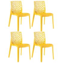 Kit 4 Cadeiras Laráz Gruvyer Design Anatômico Amarelo Kit 4 Cadeiras Laráz Gruvyer Design Anatômico Amarelo