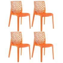 Kit 4 Cadeiras Laráz Gruvyer Design Anatômico - Laranja Kit 4 Cadeiras Laráz Gruvyer Design Anatômico - Laranja