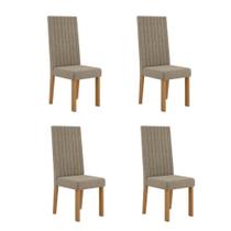 Kit 4 Cadeiras Laura Com Encosto Tecido Veludo Suede Bordado Estrutura 100% MDF Sonetto
