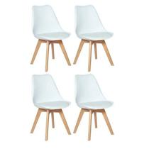Kit 4 Cadeiras Leda CSS Wood Estofada PU Base Madeira Branco Kit 4 Cadeiras Leda CSS Wood Estofada PU Base Madeira Branco
