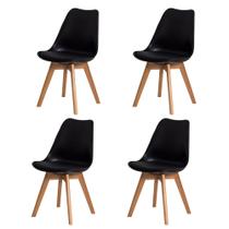 Kit 4 Cadeiras Leda Saarinen Design Preta Sala Cozinha Jantar