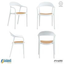 Kit 4 Cadeiras Lia Branca ou Preta com Braço e com Assento em Tela Sextavada Caramelo - Rivatti