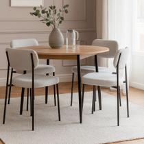 Kit 4 Cadeiras Lilly Boucle Cinza - Sallar Home