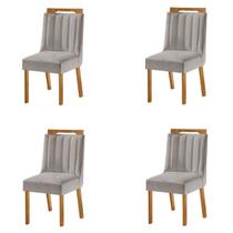 Kit 4 Cadeiras Lottus Cinamomo/Linho Cinza - Lj Móveis Kit 4 Cadeiras Lottus Cinamomo/Linho Cinza - Lj Móveis