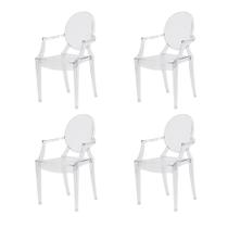 Kit 4 Cadeiras Louis Ghost Transparente Policarbonato Sala Cozinha Jantar