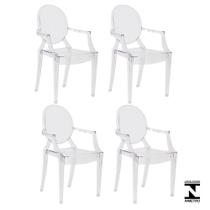 Kit 4 Cadeiras Louis Ghost Transparente Policarbonato Sala