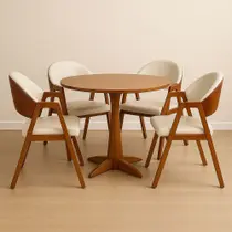 Kit 4 Cadeiras Luiza Sala de Jantar com Braço Madeira Maciça Movellu Home