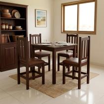 Kit 4 Cadeiras Madeira Maciça De Jantar com Assento Estofado Marrom Repleta