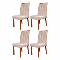 Kit 4 Cadeiras Madeira Maciça, Detalhe em Botonê e Estofada Sophia Espresso Móveis