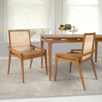 Kit 4 Cadeiras Madeira Maciça Encosto em Tela Assento Estofado Siena Kit 4 Cadeiras Madeira Maciça Encosto em Tela Assento Estofado Siena