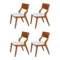 Kit 4 Cadeiras Madeira Maciça Multilaminada e Estofada Pérola Espresso Móveis