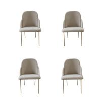 Kit 4 Cadeiras Maitê Para Sala Mesa de Jantar Moderna Base de Ferro Tecido Bouclé Premium Bege Topii Moda Casa