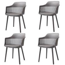 Kit 4 Cadeiras Marcela Almofada em PU Polipropileno Cinza