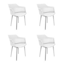 Kit 4 Cadeiras Marcela Montreal Mena Polipropileno com Estofado em material sintético Kit 4 Cadeiras Marcela Montreal Mena Polipropileno com Estofado em material sintético