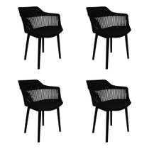 Kit 4 Cadeiras Marcela Montreal Mena Polipropileno com Estofado em material sintético Preto