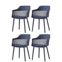 Kit 4 Cadeiras Marcela Rivatti Almofada em PU Polipropileno Azul