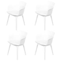 Kit 4 Cadeiras Mena Marcela Montreal Or Design Almofada em PU Branco Estrutura em Polipropileno