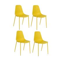 Kit 4 Cadeiras Miami Amarelo Polipropileno e Aço Fratini