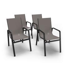 Kit 4 Cadeiras Miami Jantar Área Gourmet Alumínio Preto