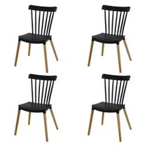 Kit 4 Cadeiras Modernas Para Mesa De Jantar Cozinha Windsor Ellen Base Madeira