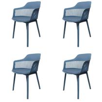 Kit 4 Cadeiras Montreal Marcela Fratini Almofada em PU Estrutura em Polipropileno Azul