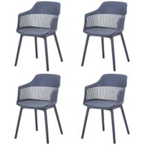 Kit 4 Cadeiras Montreal Marcela Fratini Almofada em PU Estrutura em Polipropileno Cinza