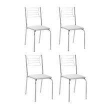 Kit 4 Cadeiras Nanda cromada para cozinha ou espaço gourmet-Assento branco Kit 4 Cadeiras Nanda cromada para cozinha ou espaço gourmet-Assento branco