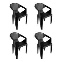 Kit 4 Cadeiras New Alegra 3d Preta - MAHARA