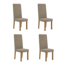 Kit 4 Cadeiras Nice Com Espaldar Tecido Veludo Suede Pés em MDF com Sapatilhas Plásticas Sonetto