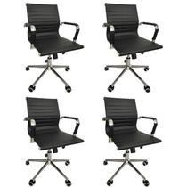 Kit 4 Cadeiras Office com Rodízio e Encosto Esteirinha Baixa Kit 4 Cadeiras Office com Rodízio e Encosto Esteirinha Baixa