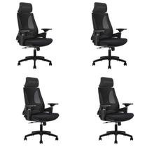 Kit 4 Cadeiras Office Diretor Toledo com Apoia Cabeça e Braços 3d Nr17