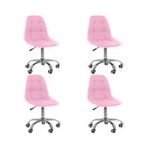 Kit 4 Cadeiras Office Eiffel Botonê Ajustável Base Giratória