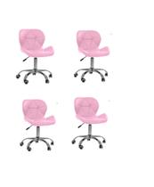 Kit 4 Cadeiras Office Eiffel Slim Ajustável Base Giratória - Rosa Kit 4 Cadeiras Office Eiffel Slim Ajustável Base Giratória - Rosa