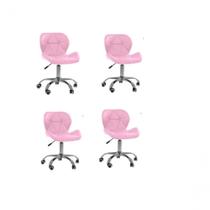 Kit 4 Cadeiras Office Eiffel Slim Base Oficial Rosa Kit 4 Cadeiras Office Eiffel Slim Base Oficial Rosa