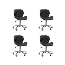 Kit 4 Cadeiras Office Eiffel Slim Oficial Preta