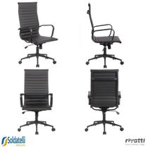Kit 4 Cadeiras Office Sevilha Base Preta Alta PU Marrom Escuro ou Preto - Rivatti
