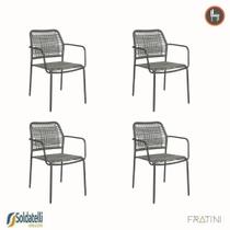 Kit 4 Cadeiras Outdoor Empilhável Copacabana Aço Carbono Trama em Corda Náutica Várias Cores - Fratini