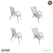 Kit 4 Cadeiras Outdoor Pipa Nude e Cinza - Fratini