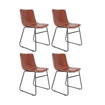 Kit 4 Cadeiras Oxford Conhaque Aço Couro 85x50x54cm Fratini