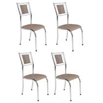 Kit 4 Cadeiras para Cozinha Belize Cromado/Bege 7084 - Wj Design