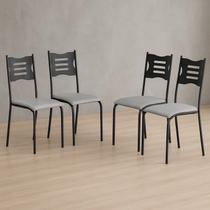 Kit 4 Cadeiras para Cozinha e Sala de Jantar 542.slp Preto/Cinza