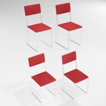 Kit 4 Cadeiras Para Cozinha Estofada Industrial Riviera Branca Kit 4 Cadeiras Para Cozinha Estofada Industrial Riviera Branca