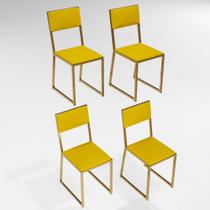 Kit 4 Cadeiras Para Cozinha Estofada Industrial Riviera Dourada Kit 4 Cadeiras Para Cozinha Estofada Industrial Riviera Dourada