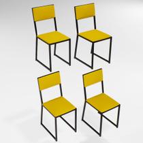 Kit 4 Cadeiras Para Cozinha Estofada Industrial Riviera Preta